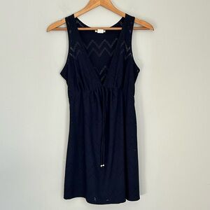 Serene Navy Eyelet Sleeveless Dress – Medium